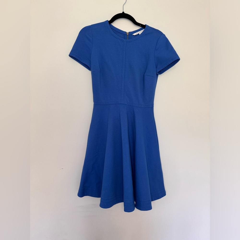 Diane Von Furstenberg Ivana Ponte Knit Stretch Fit & Flare Blue Dress